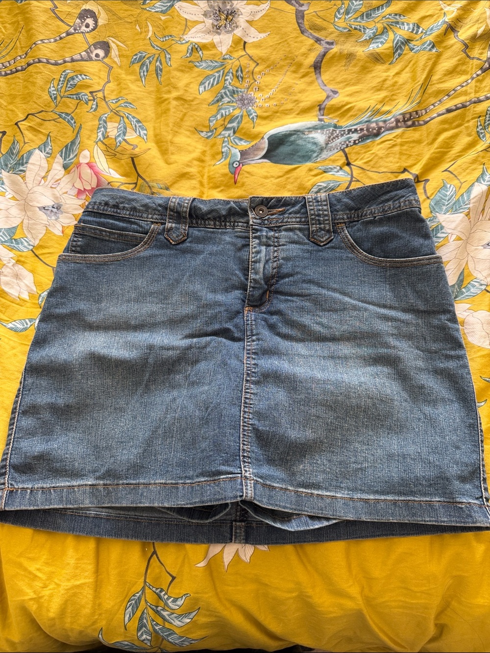 Classic Blue Stretch Denim Mini Skort